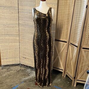 Cachet Gold and Black Metallic Maxi Dress